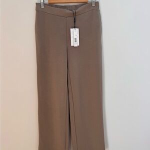 Tahari Modal Wide Leg Pants Medium Taupe Tan Soft Elastic Waist Pockets NWT